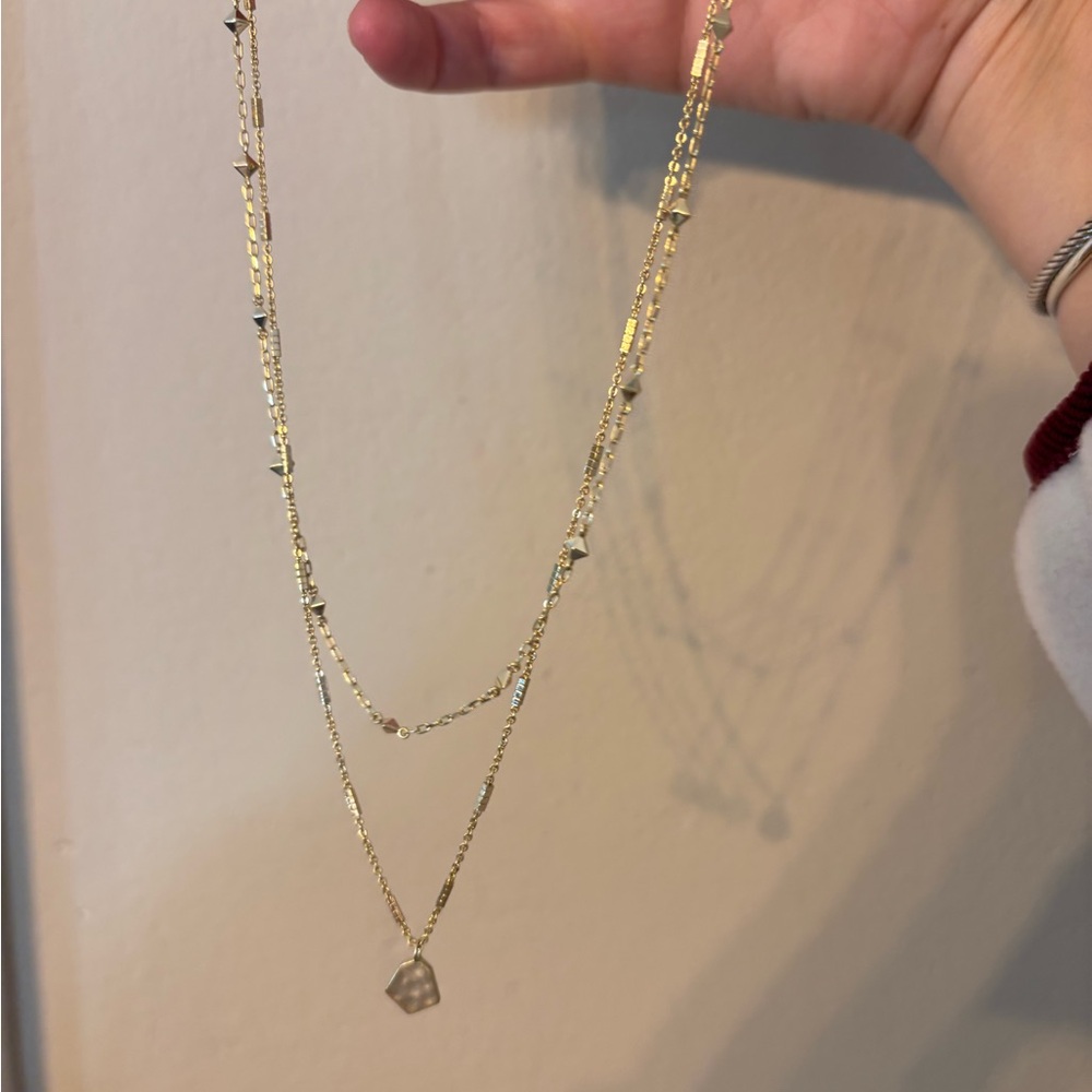 Kendra Scott Gold Layered Necklace with Pendant - Picture 3 of 5